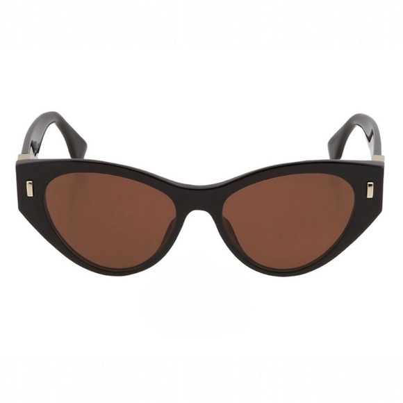 FENDI Brown Oversized Cat Eye UV Sunglasses Style FE400351 01E FENDI F logo NEW - Picture 5 of 14
